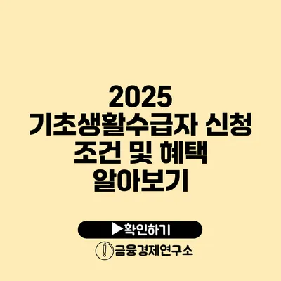 2025 기초생활수급자 신청 조건 및 혜택 알아보기