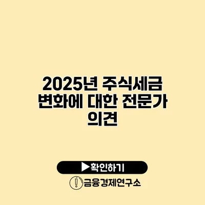 2025년 주식세금 변화에 대한 전문가 의견