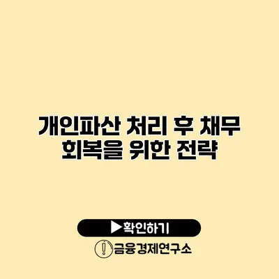 개인파산 처리 후 채무 회복을 위한 전략