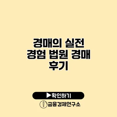 경매의 실전 경험 법원 경매 후기