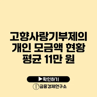 고향사랑기부제의 개인 모금액 현황 평균 11만 원