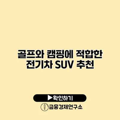 골프와 캠핑에 적합한 전기차 SUV 추천