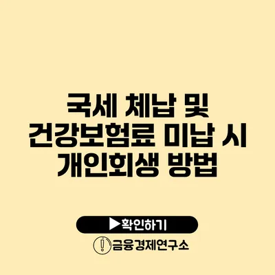 국세 체납 및 건강보험료 미납 시 개인회생 방법