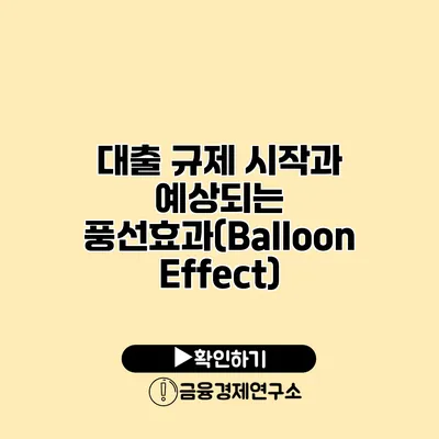 대출 규제 시작과 예상되는 풍선효과(Balloon Effect)