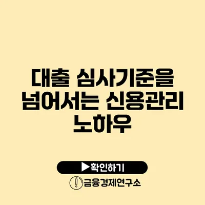 대출 심사기준을 넘어서는 신용관리 노하우