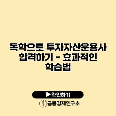 독학으로 투자자산운용사 합격하기 - 효과적인 학습법