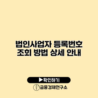 법인사업자 등록번호 조회 방법 상세 안내
