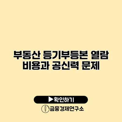 부동산 등기부등본 열람 비용과 공신력 문제