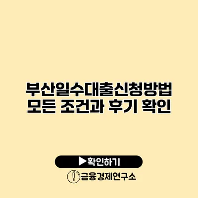 부산일수대출신청방법 모든 조건과 후기 확인