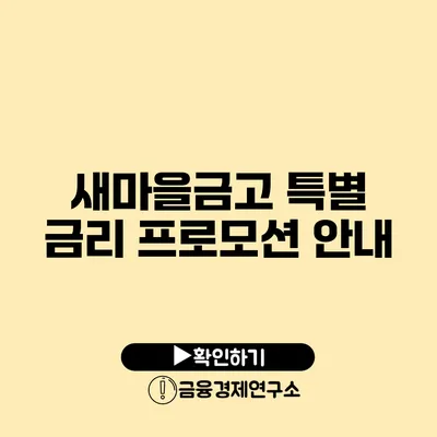 새마을금고 특별 금리 프로모션 안내