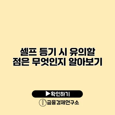 셀프 등기 시 유의할 점은 무엇인지 알아보기