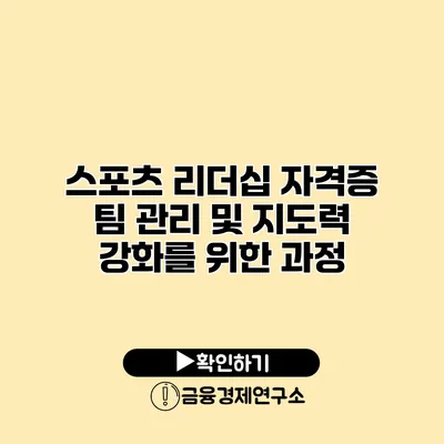 스포츠 리더십 자격증 팀 관리 및 지도력 강화를 위한 과정