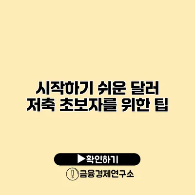 시작하기 쉬운 달러 저축 초보자를 위한 팁