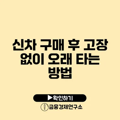 신차 구매 후 고장 없이 오래 타는 방법