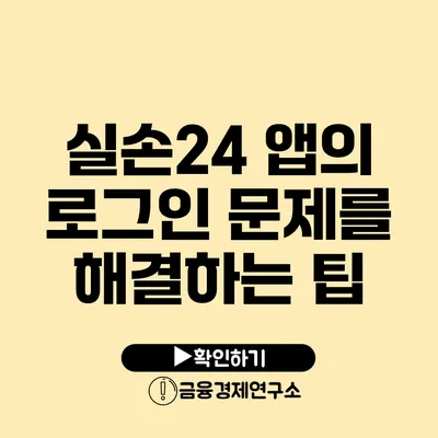 실손24 앱의 로그인 문제를 해결하는 팁