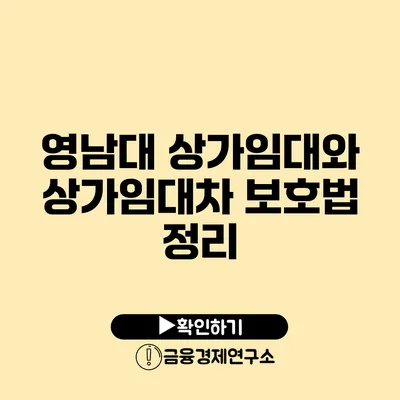 영남대 상가임대와 상가임대차 보호법 정리