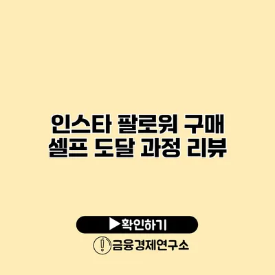인스타 팔로워 구매 셀프 도달 과정 리뷰