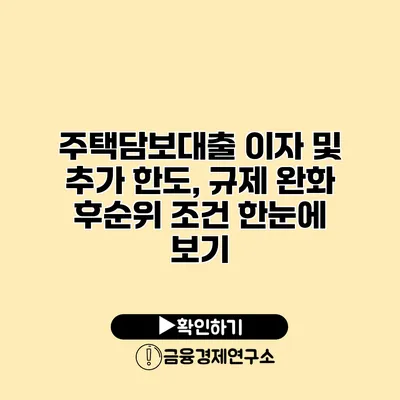 주택담보대출 이자 및 추가 한도, 규제 완화 후순위 조건 한눈에 보기