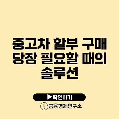 중고차 할부 구매 당장 필요할 때의 솔루션