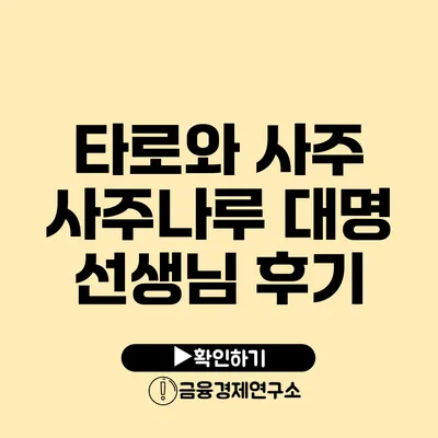 타로와 사주 사주나루 대명 선생님 후기