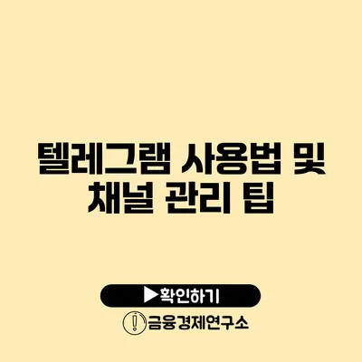 텔레그램 사용법 및 채널 관리 팁