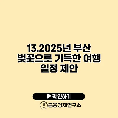 13.2025년 부산 벚꽃으로 가득한 여행 일정 제안