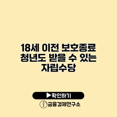 18세 이전 보호종료 청년도 받을 수 있는 자립수당