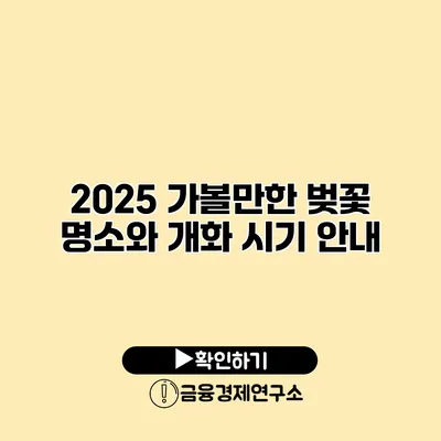 2025 가볼만한 벚꽃 명소와 개화 시기 안내