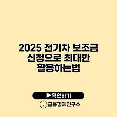 2025 전기차 보조금 신청으로 최대한 활용하는법