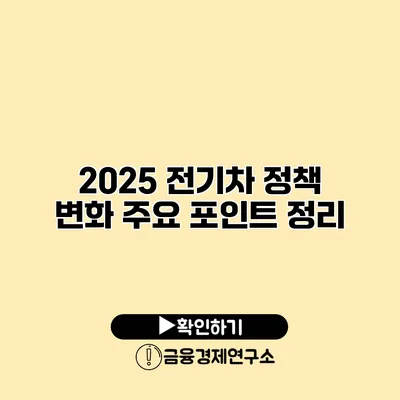2025 전기차 정책 변화 주요 포인트 정리