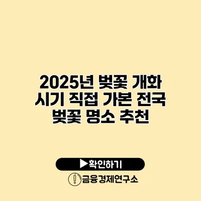 2025년 벚꽃 개화 시기 직접 가본 전국 벚꽃 명소 추천