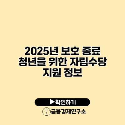 2025년 보호 종료 청년을 위한 자립수당 지원 정보