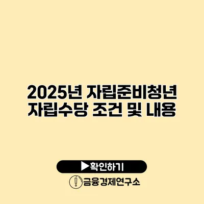 2025년 자립준비청년 자립수당 조건 및 내용