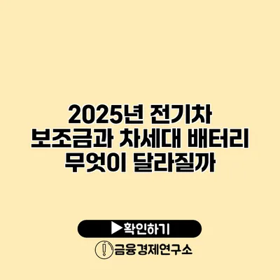 2025년 전기차 보조금과 차세대 배터리 무엇이 달라질까?