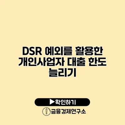 DSR 예외를 활용한 개인사업자 대출 한도 늘리기