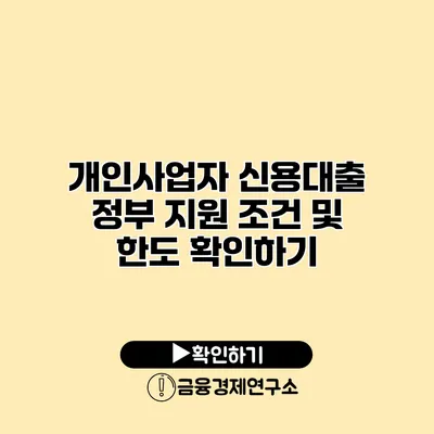 개인사업자 신용대출 정부 지원 조건 및 한도 확인하기