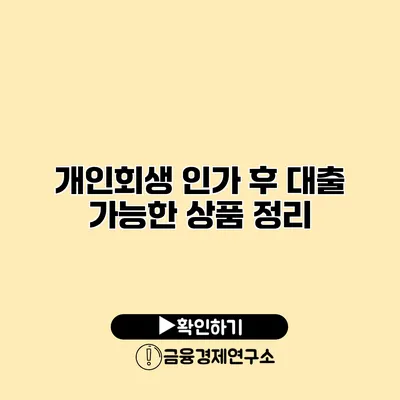개인회생 인가 후 대출 가능한 상품 정리