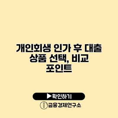 개인회생 인가 후 대출 상품 선택, 비교 포인트