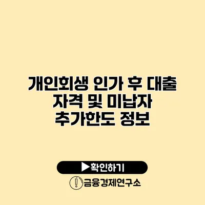 개인회생 인가 후 대출 자격 및 미납자 추가한도 정보