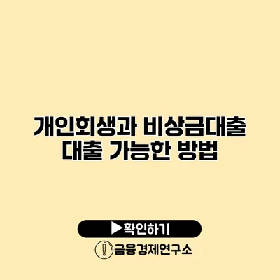 개인회생과 비상금대출 대출 가능한 방법