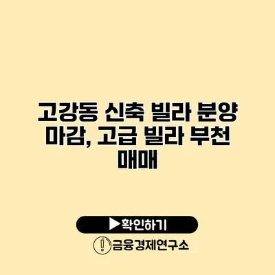 고강동 신축 빌라 분양 마감, 고급 빌라 부천 매매