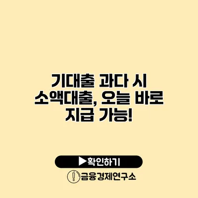 기대출 과다 시 소액대출, 오늘 바로 지급 가능!