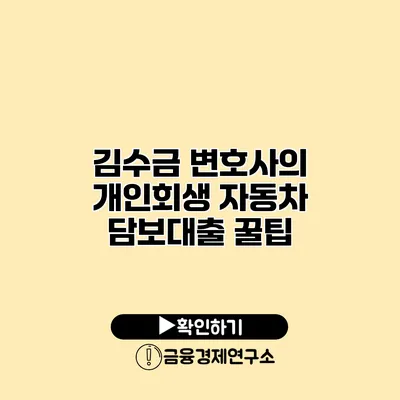 김수금 변호사의 개인회생 자동차 담보대출 꿀팁