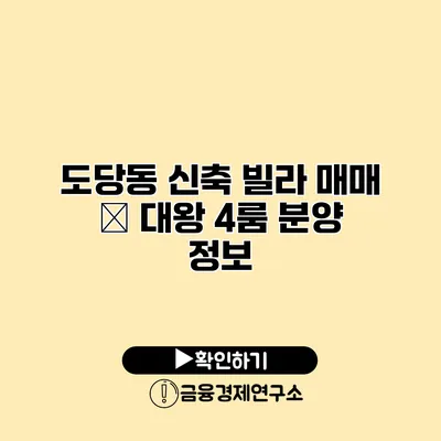 도당동 신축 빌라 매매 – 대왕 4룸 분양 정보