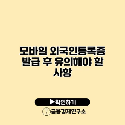 모바일 외국인등록증 발급 후 유의해야 할 사항