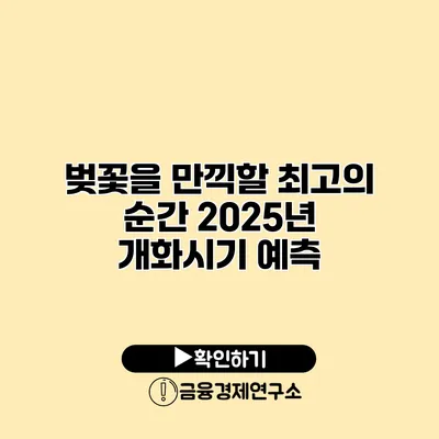 벚꽃을 만끽할 최고의 순간 2025년 개화시기 예측