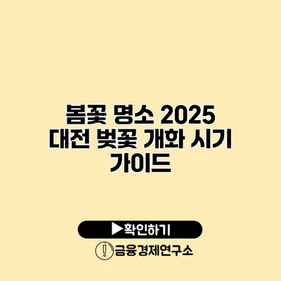 봄꽃 명소 2025 대전 벚꽃 개화 시기 가이드