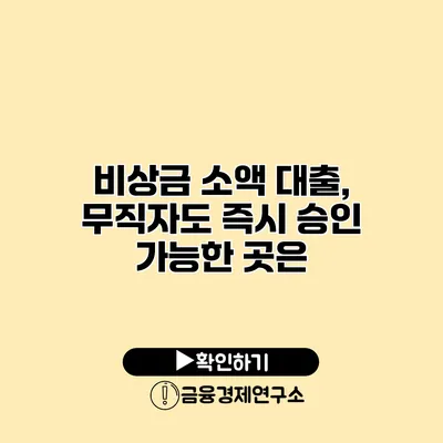 비상금 소액 대출, 무직자도 즉시 승인 가능한 곳은?