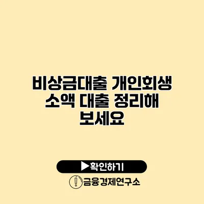 비상금대출 개인회생 소액 대출 정리해 보세요