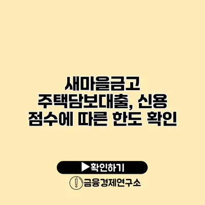 새마을금고 주택담보대출, 신용 점수에 따른 한도 확인